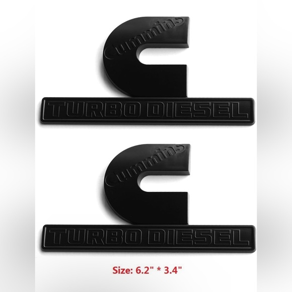 2Pcs Cummins Turbo Diesel Emblems 3D Decal Badges Replacement - Picture 2 of 6